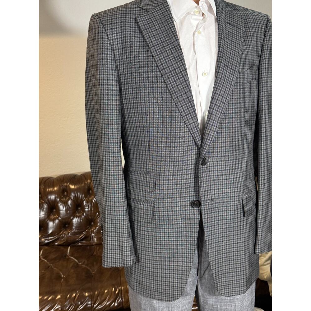 Tom Ford Guncheck Gray Suit Jacket Sportcoat 50R 40R EUC Men's Wool Switzerland
